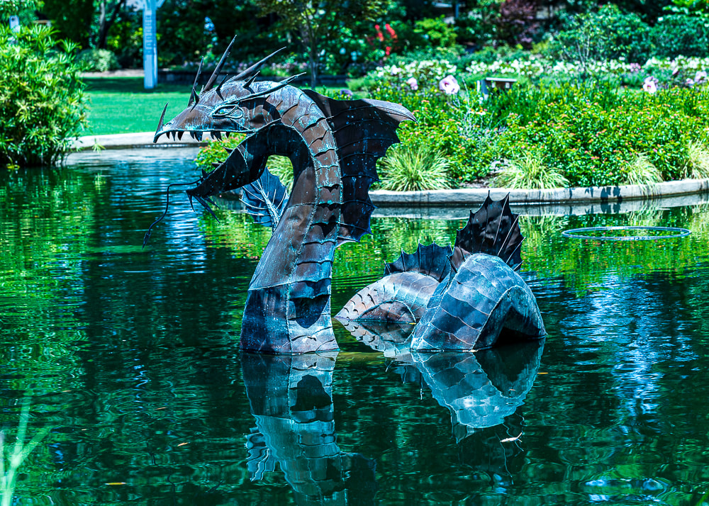 New Hanover County Arboretum Water Garden's Dragon Sculpture